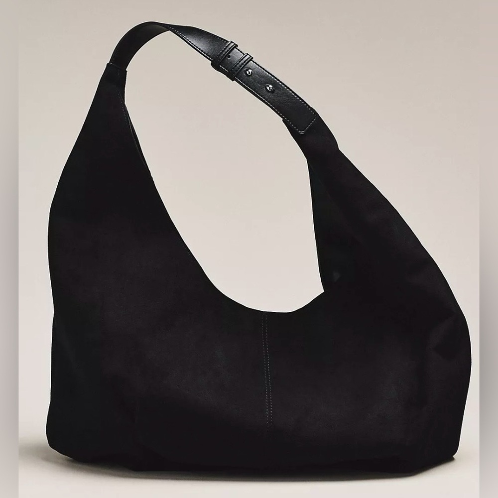 NWT Anthropologie Large Faux-Suede Slouchy
Tote Elegant Black Hobo Bag - Picture 2 of 3